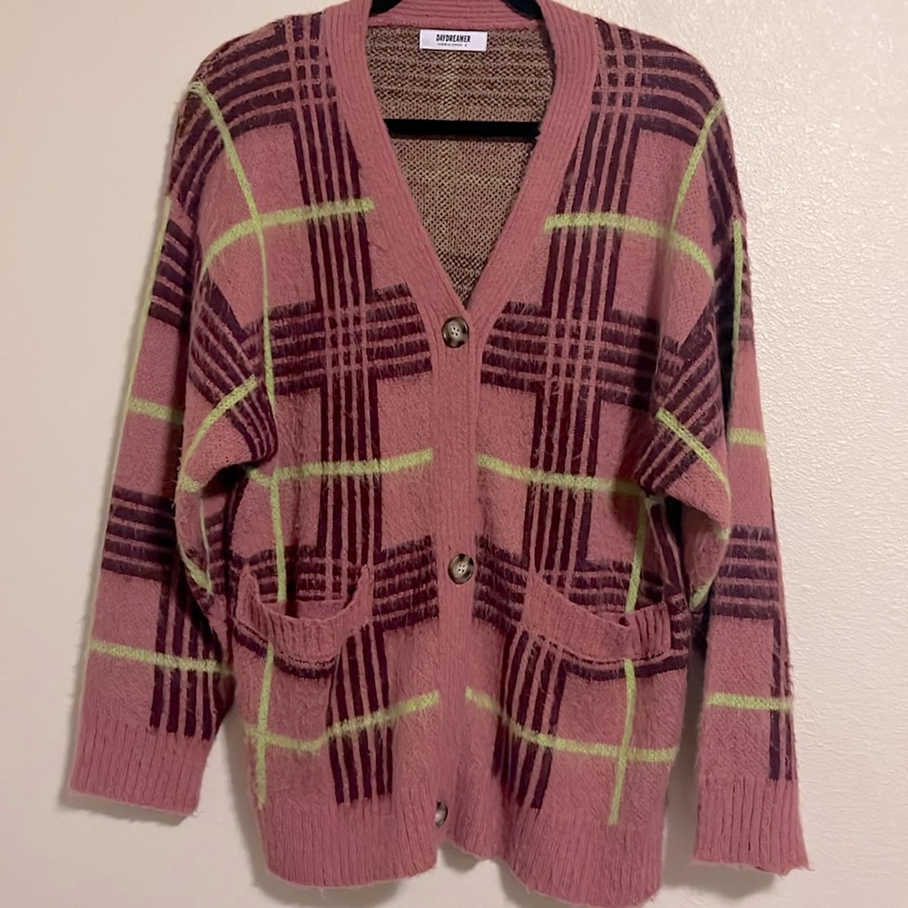 Daydreamer boutique soft & cozy plaid striped cardigan sweater